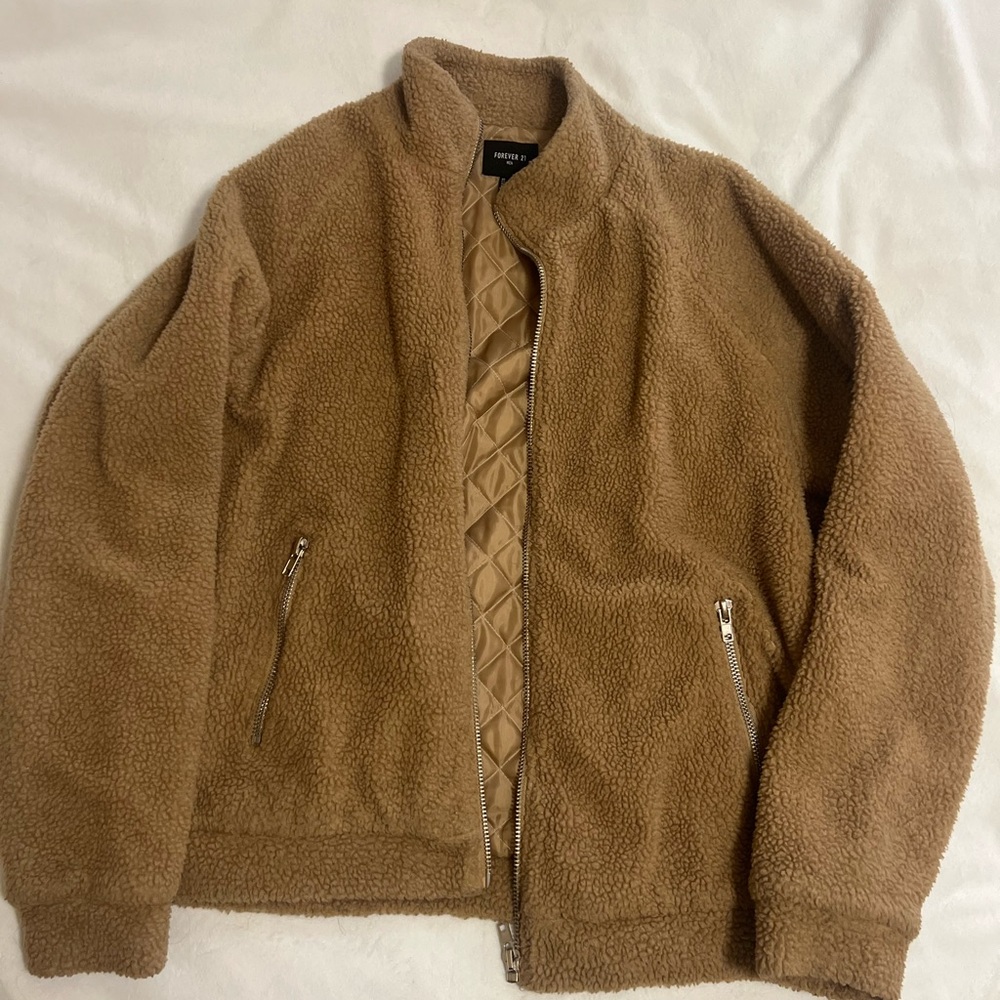 Forever 21 Men's Brown Zip-Up Sweater